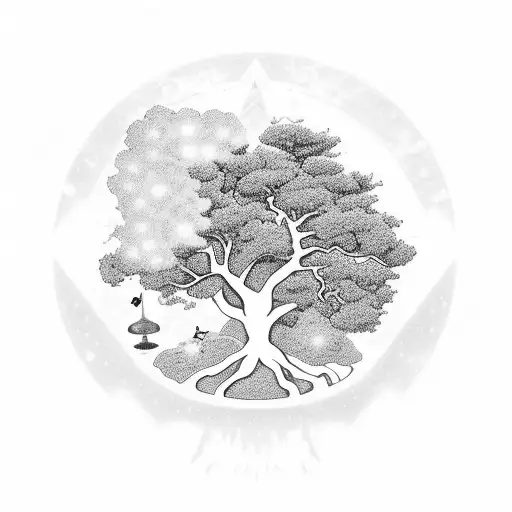 Bonzai Tree With Astronaut In Space