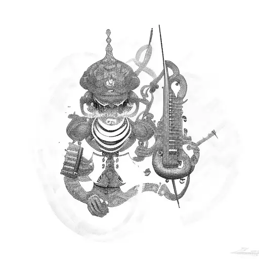A Genshin Impact Character Surrounded By Music Notes And Instruments