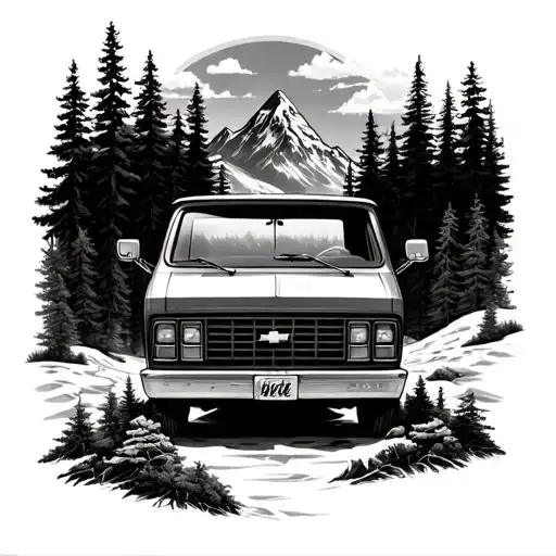 Chevy G10 Van And Mountain Forest Scene Inspired