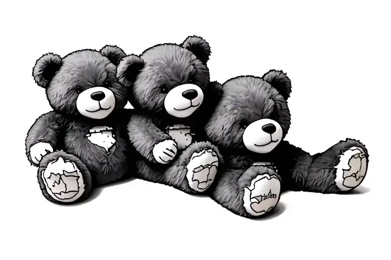 Three Ripped Teddy Bear