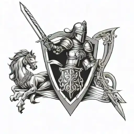 Female Knight Sword And Shield