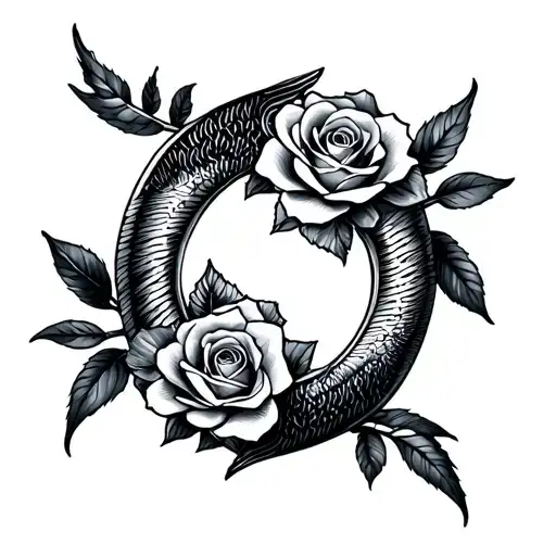 Libra Zodiac Sign Intertwined With Pisces Zodiac Sign And Roses