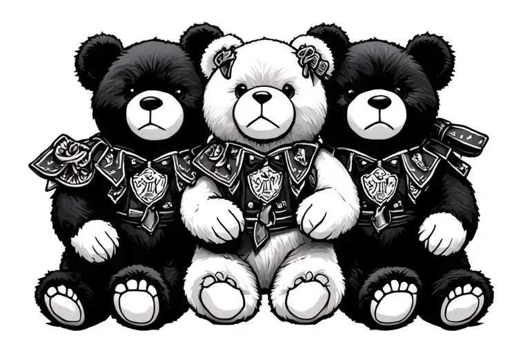 Three Gangster Teddy Bears