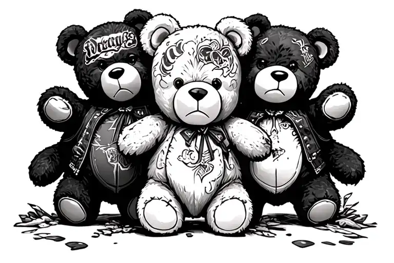 Three Gangster Beat Up Teddy Bears