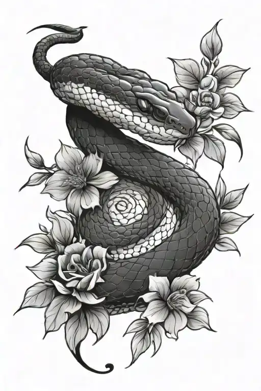 Snake And Flowers