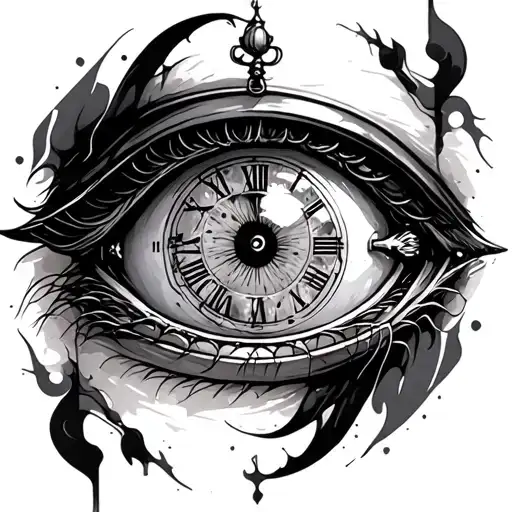 Eye With A Clock Inside It Has A Person