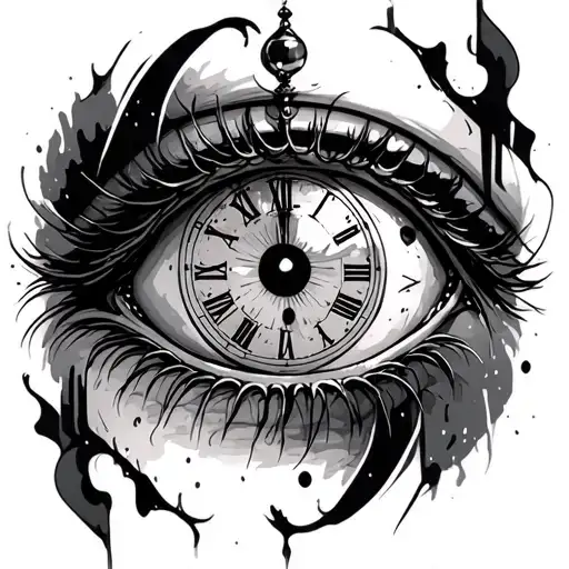 Eye With A Clock Inside It Has A Person