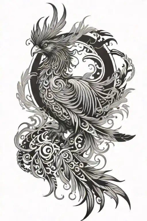 A Phoenix With Detailed Feathers And A Bio-mechanical Body