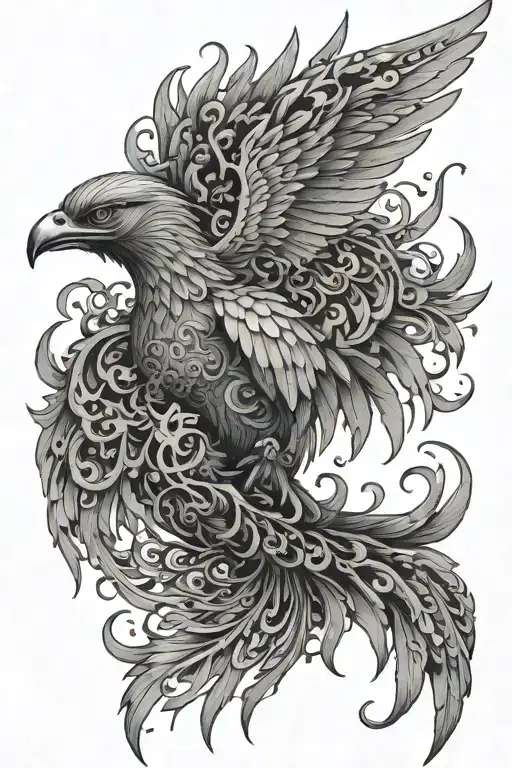 A Phoenix With Detailed Feathers And A Bio-mechanical Body