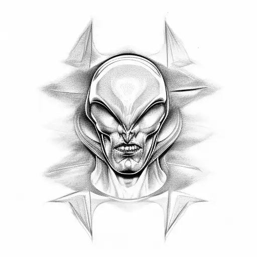 Half Alien Face Half Greek God Face