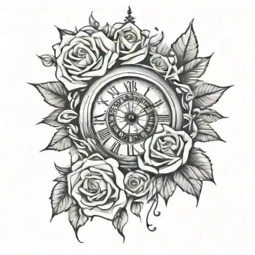 Eye And Clock And Roses