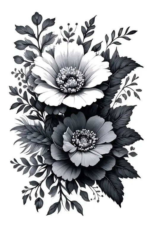 Flowers Mixed Black Ornamenta