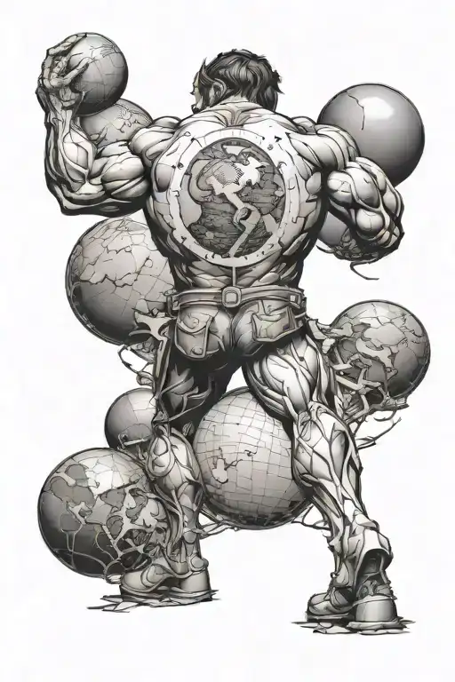 Titan Atlas Walking Away From The Broken Globe On The Ground