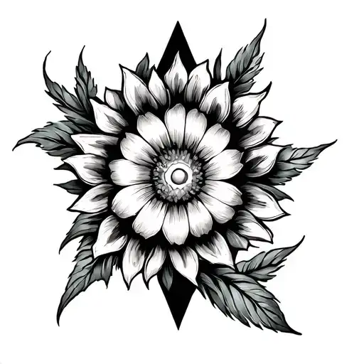 Louts Flower And Sun And Triangle