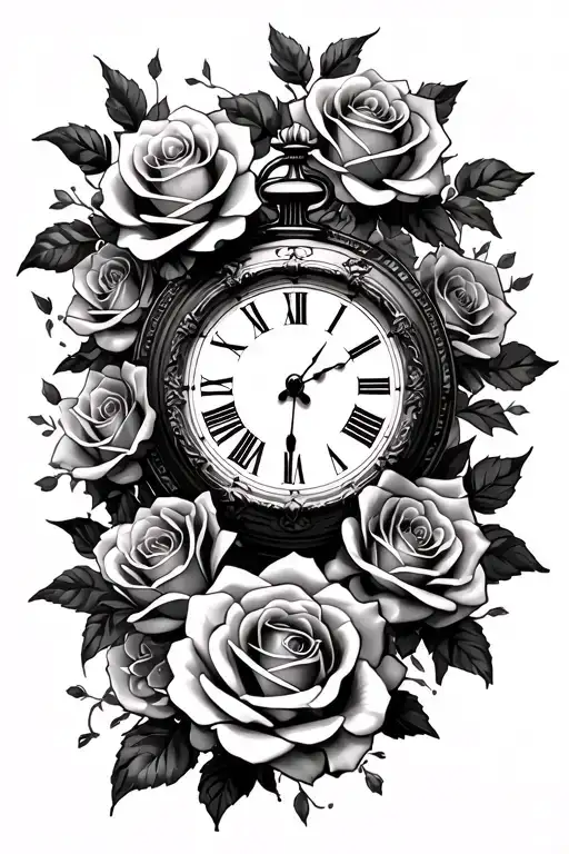 Roses And Clock