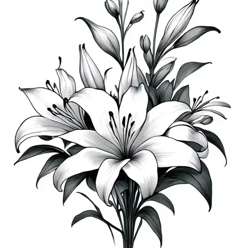 Flower Bouquet With Lila And Lily Of Lily