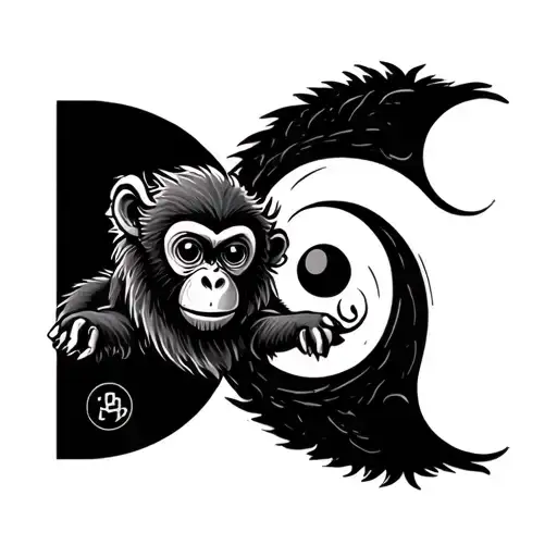 Small Monkey And Old Monkey Yang Yang Symbol
