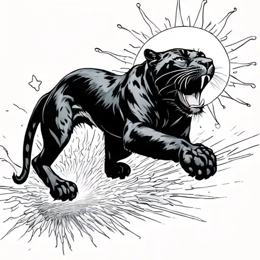 Panther Catches The Star In The Jump Swallowing Sun