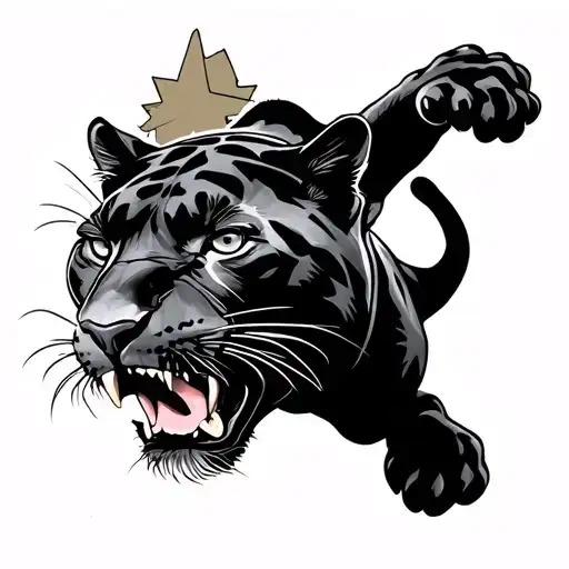 Panther In The Jump Catches A Star