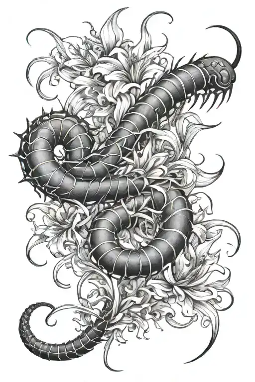 Centipede With Spider Lilly In The Middle Arm Sleeve