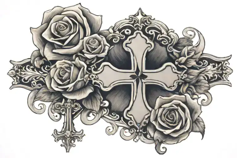 Rose Armband With Gothic Cross