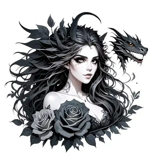 Zyra League Of Legends With Roses And Dragon