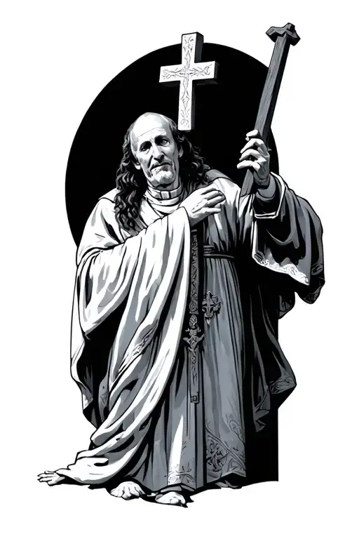 Catholic Exorcism Priest Holding Cross Casting Out Demon