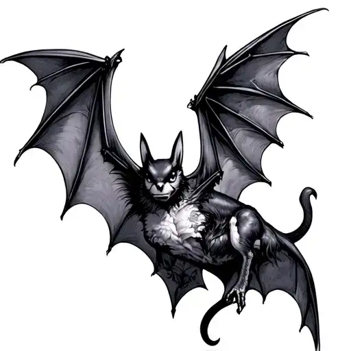 A Bat With Wings Spread And Wings Made Of Lace