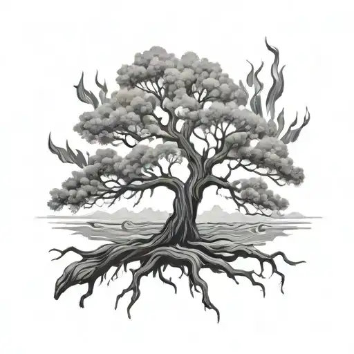 Tree Growing From Flood Me Like