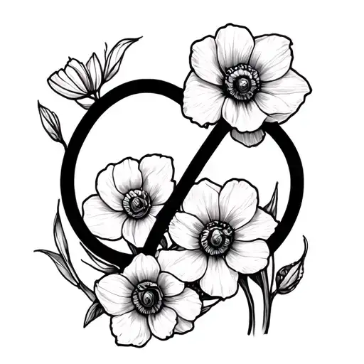 Simple Line Drawing Of The Infinity Symbol Made From Poppy And Narcissus Flowers
