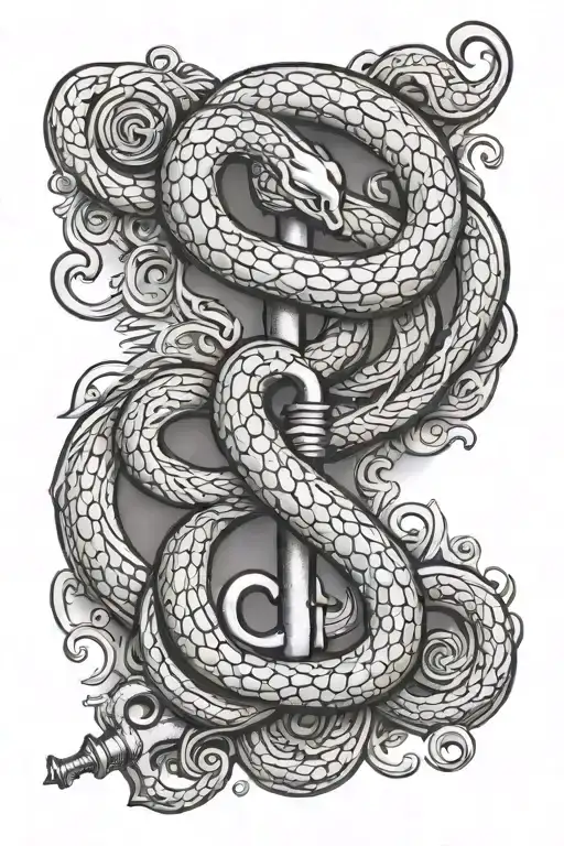 Antique Key Snake Wrapped