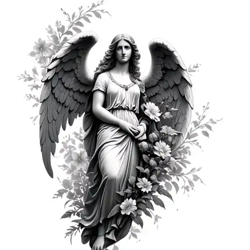 Guardian Angel With Flowers Growing