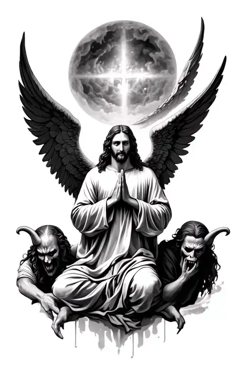 Angels Vs Demons With Jesus Praying