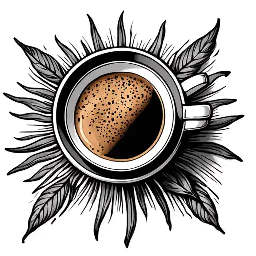 Sun And Coffee Tattoo Design
