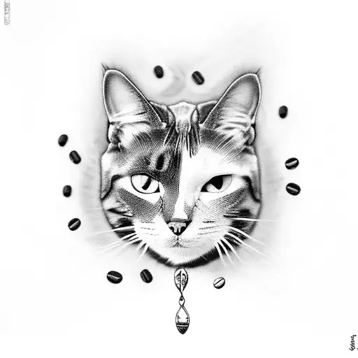 A Cat With Coffee Beans As Its Fur Pattern