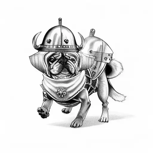 Dog Wearing A Viking Helmet Riding A Motorcycle