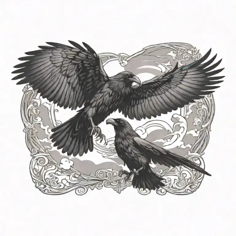 Hugin And Munin Raven Flying