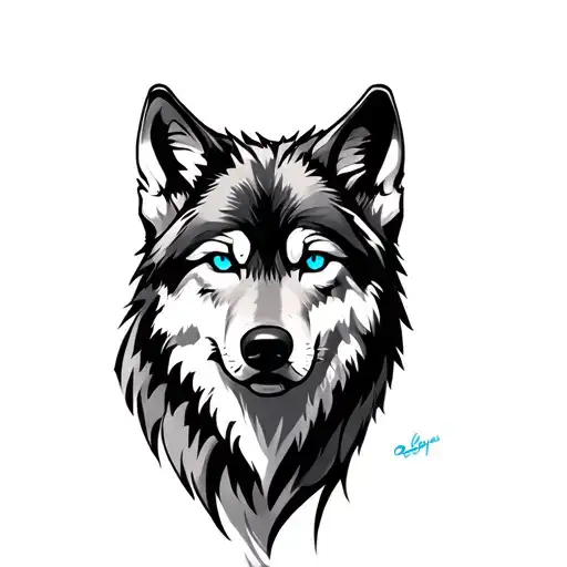 Wolf With Blue Eyes