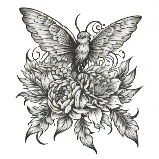 Aster Flower And Hunting And Fishing