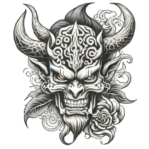 Oni Mask And Skull