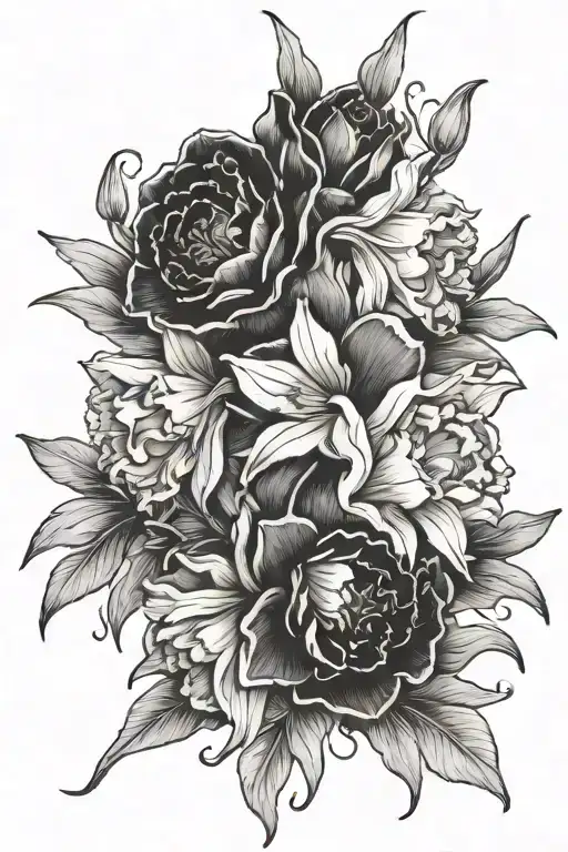 Daffodil Lily Peony And Narcissus With A Bow Around It