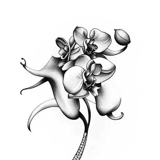 A Horse Shoe With Orchids