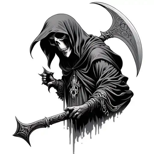 Very Detailed Grim Reaper Holding A Scythe