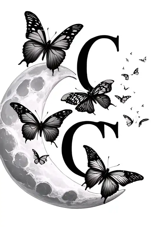 Fineline Moon Butterflies Fling Around Three And Little Letters C E G