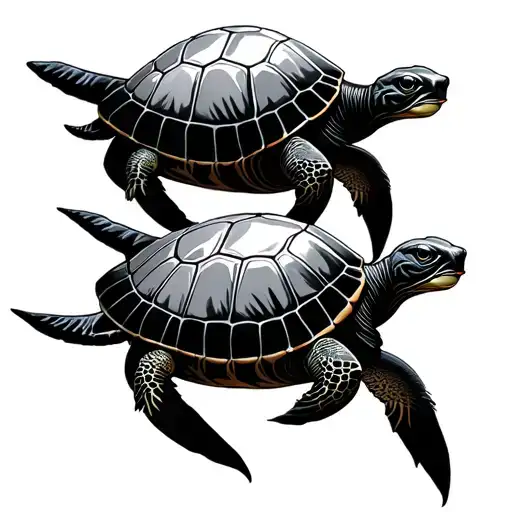 Four Turtles Swimming Together Symbolizing The Client's Kids