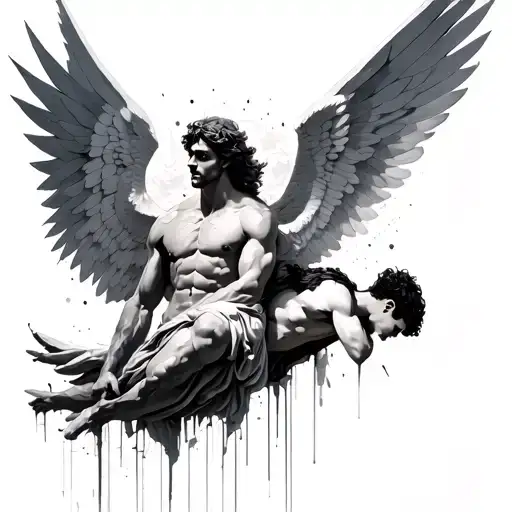 Icarus Wings Decaying And Apollo Looking Down Geometric Realism