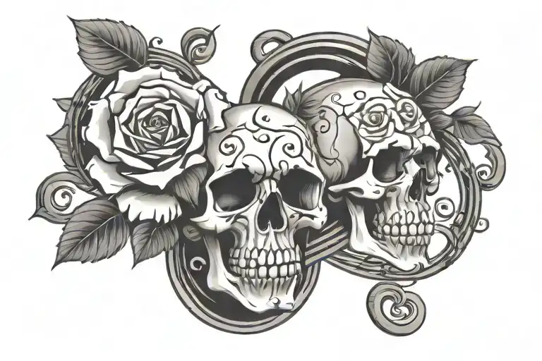Rosebush Around A Music Note-skull