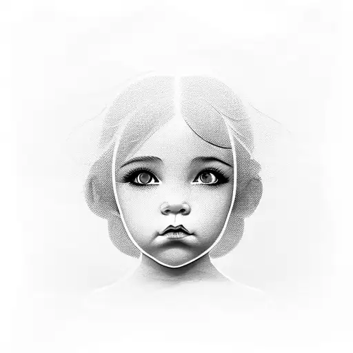 A Minimalist Silhouette Portrait Of Your Daughter With Her Name In Elegant Script Underneath