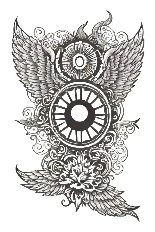 Wings And Sun Symbol