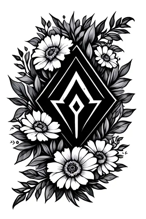 Amazigh Symbol With Marigold Flowers Coming From It Going Up The Arm